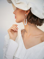 FN 925 Silver Needle Imitation Pearl Earrings  LOJS127