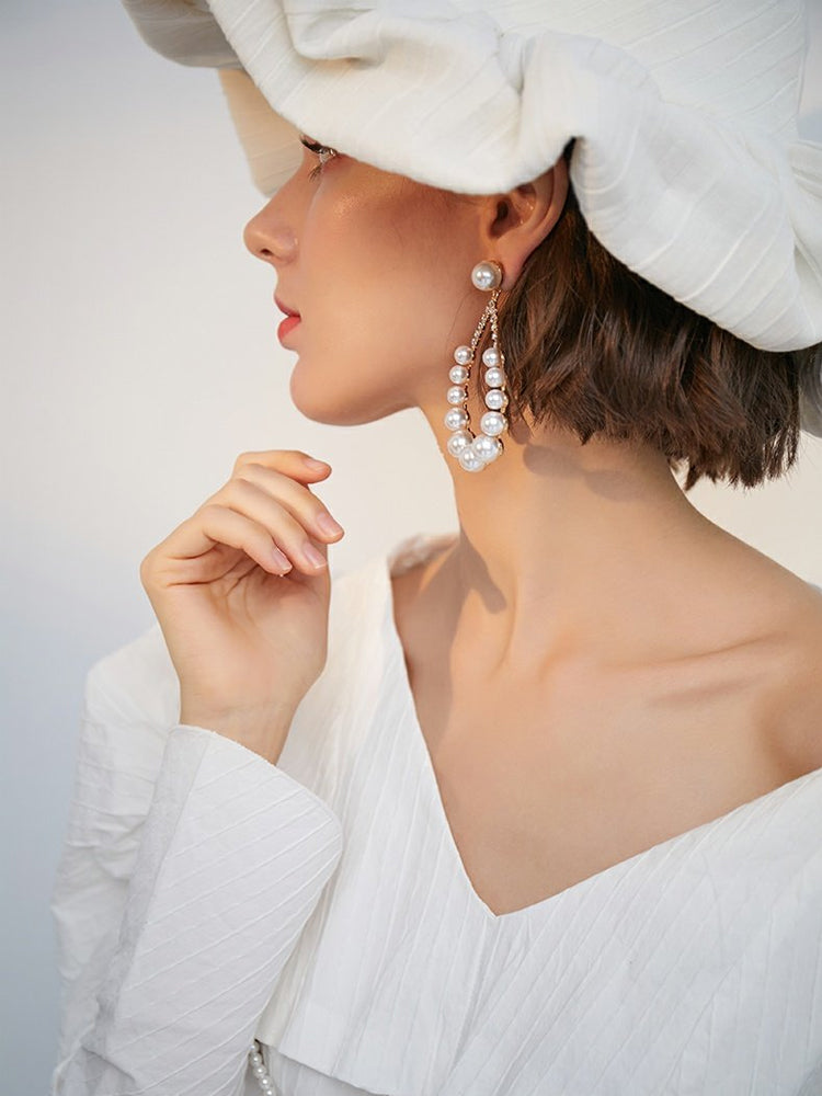 FN 925 Silver Needle Imitation Pearl Earrings  LOJS127