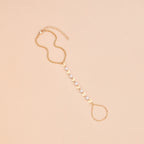 Elegant Alloy Love Faux Pearl Mittens Bracelet For Women Girls Alloy Hand Decoration