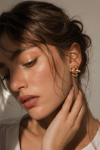 Abstract Sculptural Gold Stud Earring Model Shot