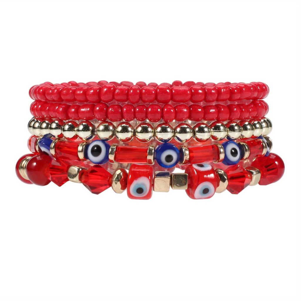 Boho Style Beaded Bracelet Set Stackable Hand Jewelry Accessories For Women