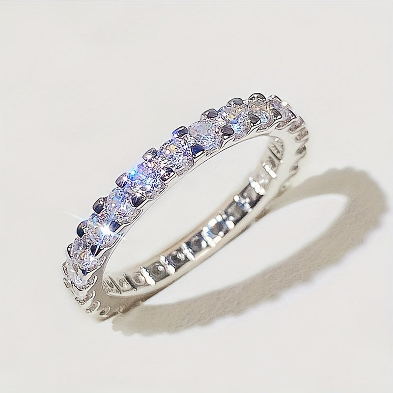 Gleaming White Zircon Ring: Perfect for Weddings & Engagements, Size 6-10