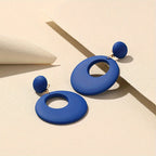 Hollow Circle Design Macaroon Color Dangle Earrings Cute Minimalist Style Acrylic Jewelry Delicate Female Gift