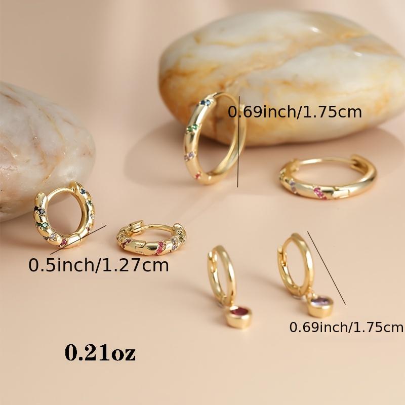 Three Pairs Of Cubic Zirconia Earrings, Tiny Cartilage Earrings, Pierced Party Favors