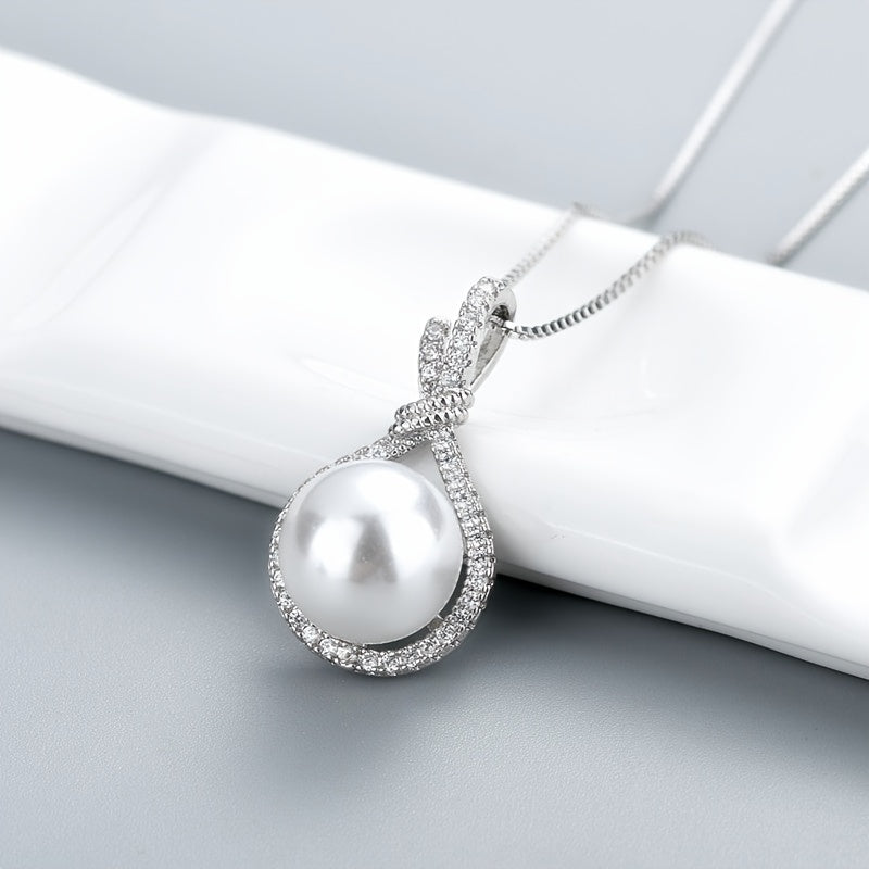 Elegant Bridal Wedding Pearl Pendant Necklace - Perfect Gift for Women's Engagement and Anniversary