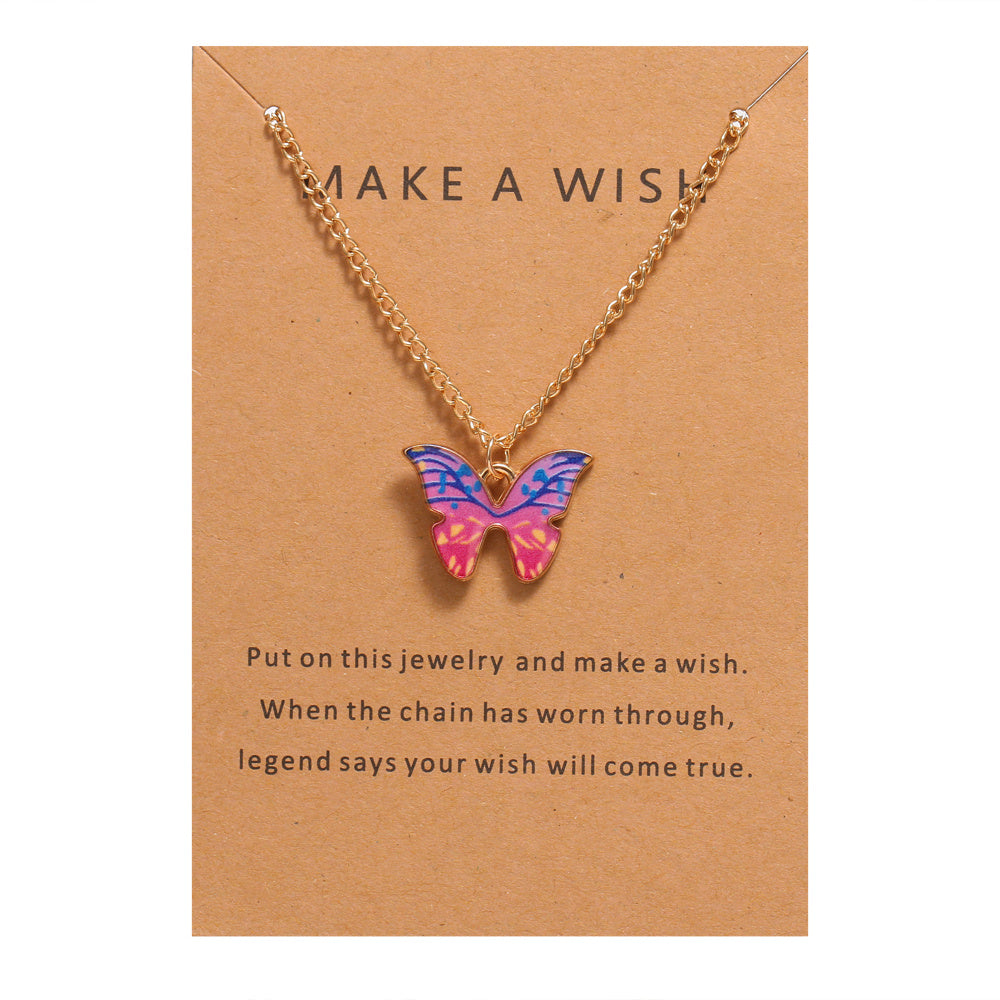 Add a Pop of Color to Your Look with Our Exquisite Butterfly Pendant Necklace - Adjustable Dainty Chain Included!