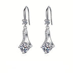 Elegant Moissanite Drop Earrings in 925 Sterling Silver for Women - Perfect for Weddings and Parties