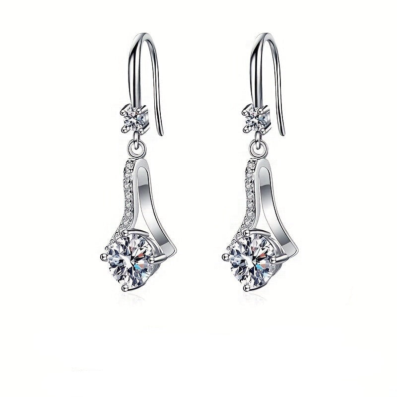 Elegant Moissanite Drop Earrings in 925 Sterling Silver for Women - Perfect for Weddings and Parties