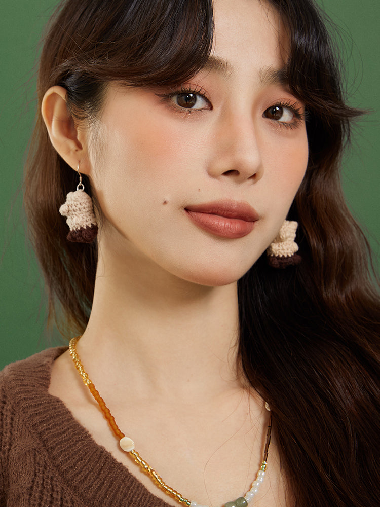 LB Hand Crochet "Little Bear" Earrings Cute Ear Clip LOJL97