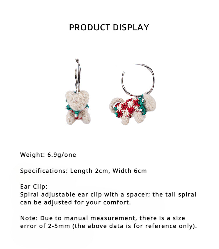 LB Hand Crochet "Companion Cat" Cute Earrings Christmas LOJL88