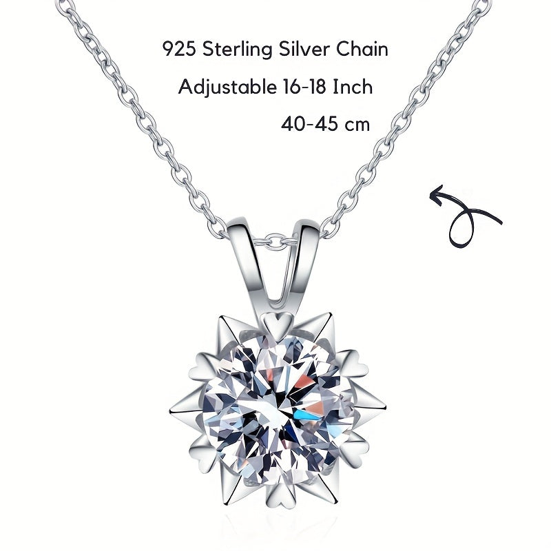 3 CARAT Round Moissanite Snowflakes Necklace Pendant Romantic Moissanite Neck Jewelry 18K Gold Plated 925 Silver Gift