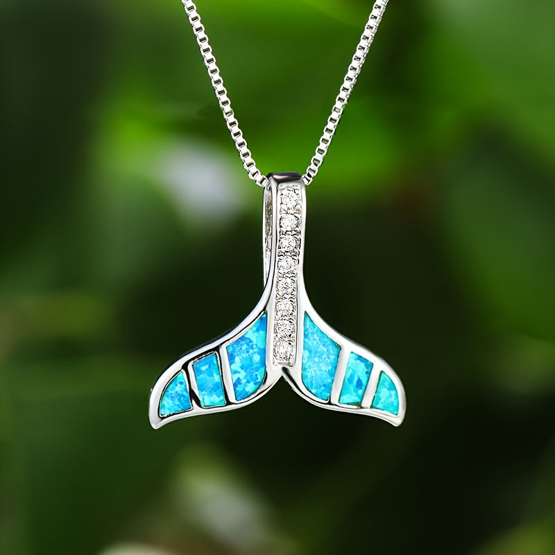 Classic Silver Necklace Fashion Fish Tail Long Wedding Necklace Vintage Women Gemstone Charm Necklace