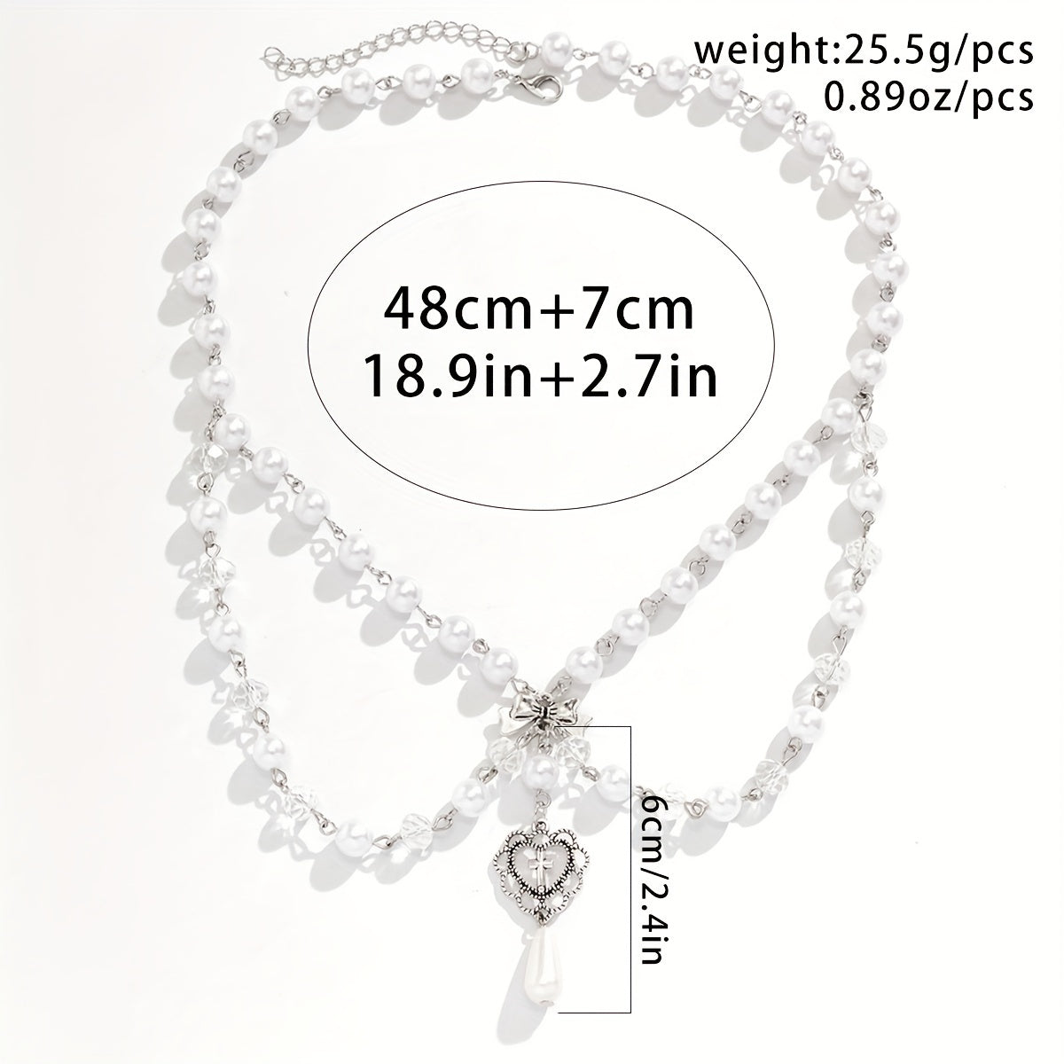 Hollow Out Bow Design Necklace Y2K Faux Pearl Necklace Vintage Tassel Multilayer Necklace For Women Girls