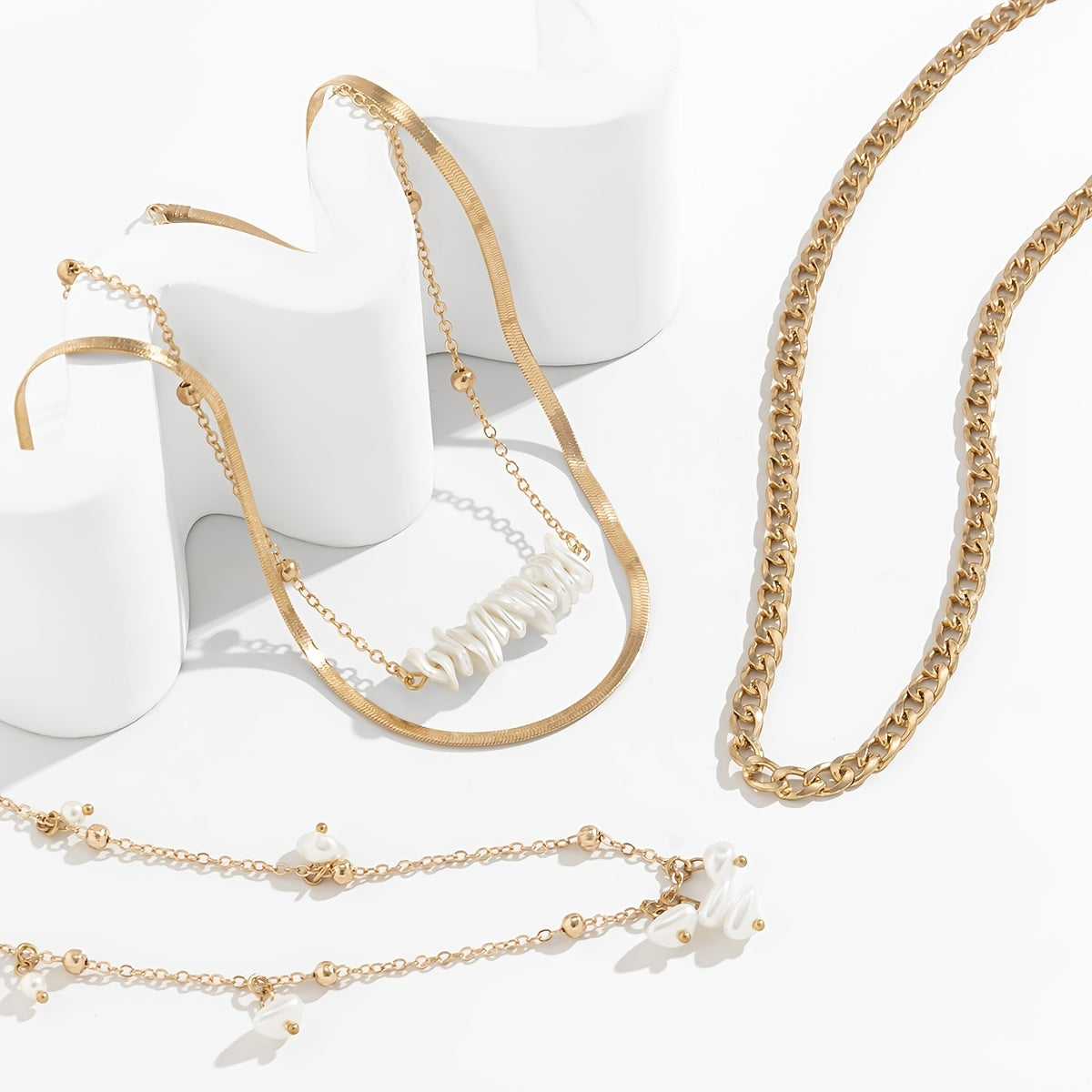 4-Piece Pearl Tassel Necklace Set: Add a Touch of Elegance to Your Look!