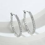 White Color Full Zircon Simple Big Circle Hoop Earrings 18K Gold Plated Accessories For Women Girls