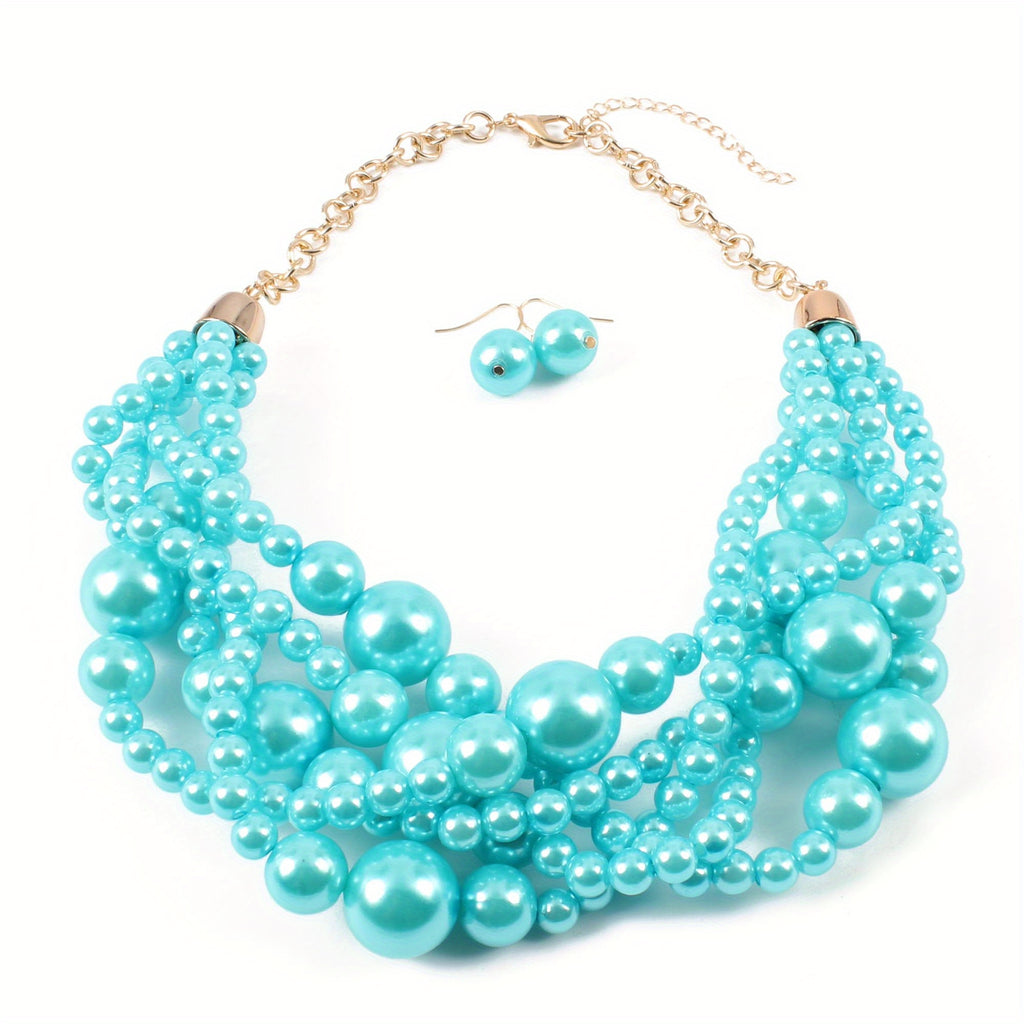 3pcs Earrings Plus Necklace Exaggerated Jewelry Set Made Of Scarlet Stones Stunning Party Accessories Multi Colors To Choose