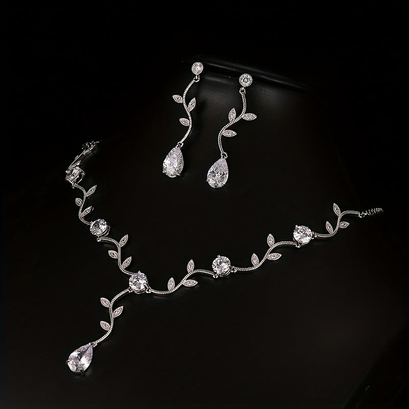 Elegant Water Drop Zircon Jewelry Set for Women - Perfect Dress Accessories