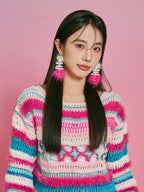 LB Hand Crochet "Fishbone" Earrings Long Ear Clip LOJL98