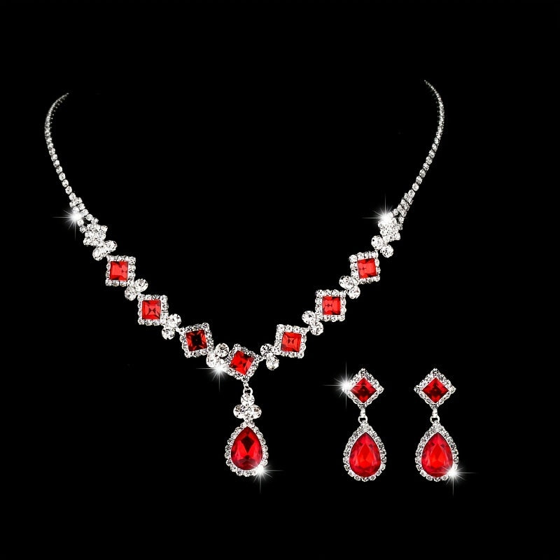 2 pcs Elegant Water Drop Zircon Jewelry Set - Perfect Gift for Weddings and Special Occasions