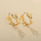 3D Butterfly Alloy Hoop Earrings For Women Girls Jewelry Gift