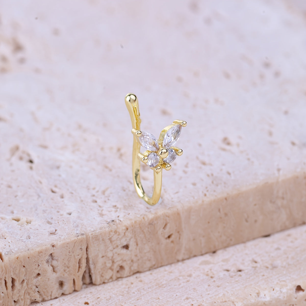 Add a Touch of Glamor to Your Wedding Look with this Delicate Zircon Butterfly Nose Ring - Perfect Gift for Your Daughter