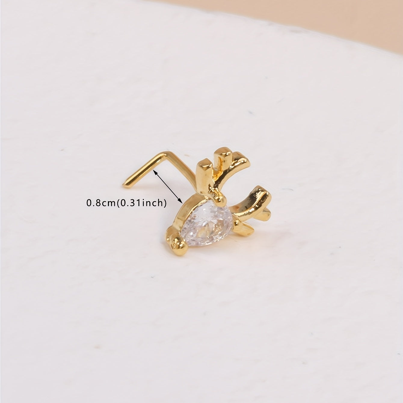 Elk Inlaid Cubic Zirconia L Shaped Nose Ring Stud For Women Festival Gift Body Piercing Jewelry