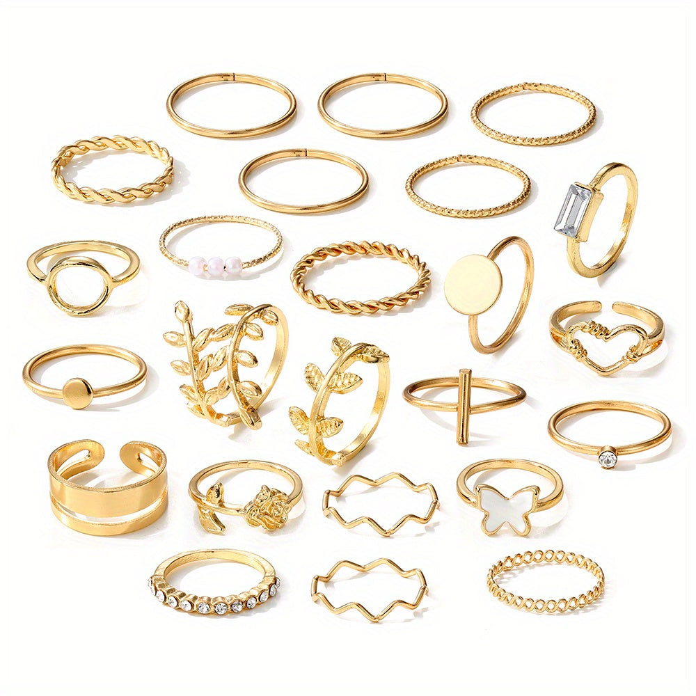 24pcs Y2k Ring Set Spinner Beads Trendy Patterns Hip Hop Punk Style Best Choices For Party Bar And Casual Activities