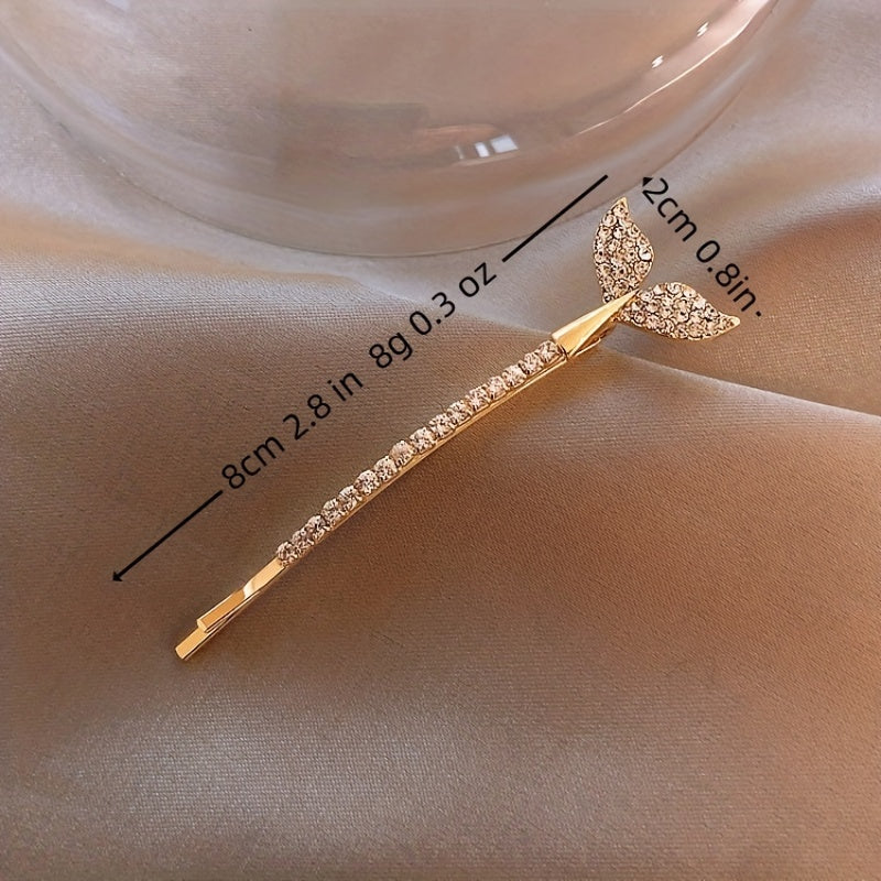 Mermaid Fishtail Hair Clip Rhinestone Silvery Golden Barrette Hairpin Hair Accessories