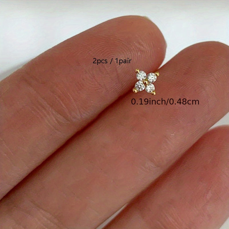 Add a Touch of Elegance with Our Small Flower Stud Earrings - 18K Gold Plated Jewelry for Women