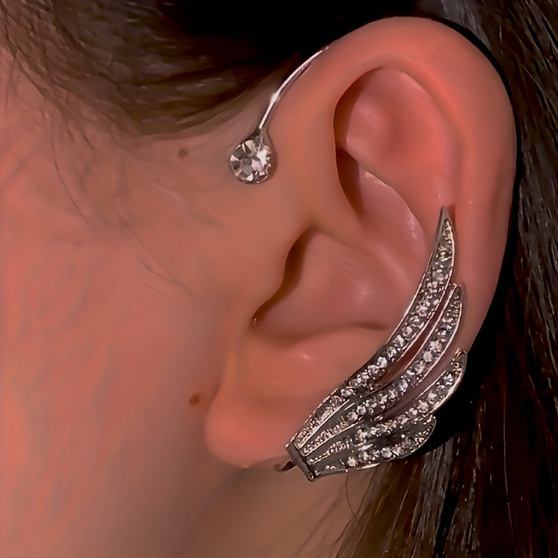 Swan Wings Ear Clip Stud Earrings