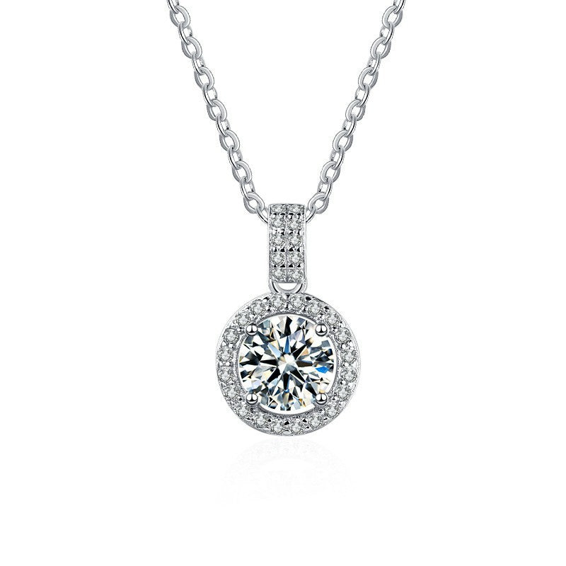 Elegant Round Moissanite Pendant Necklace - Perfect Bridal Jewelry Gift for Women and Girls