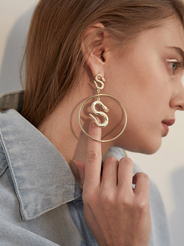FN 925 Silver Needle Snake Ring Earrings LOJS119