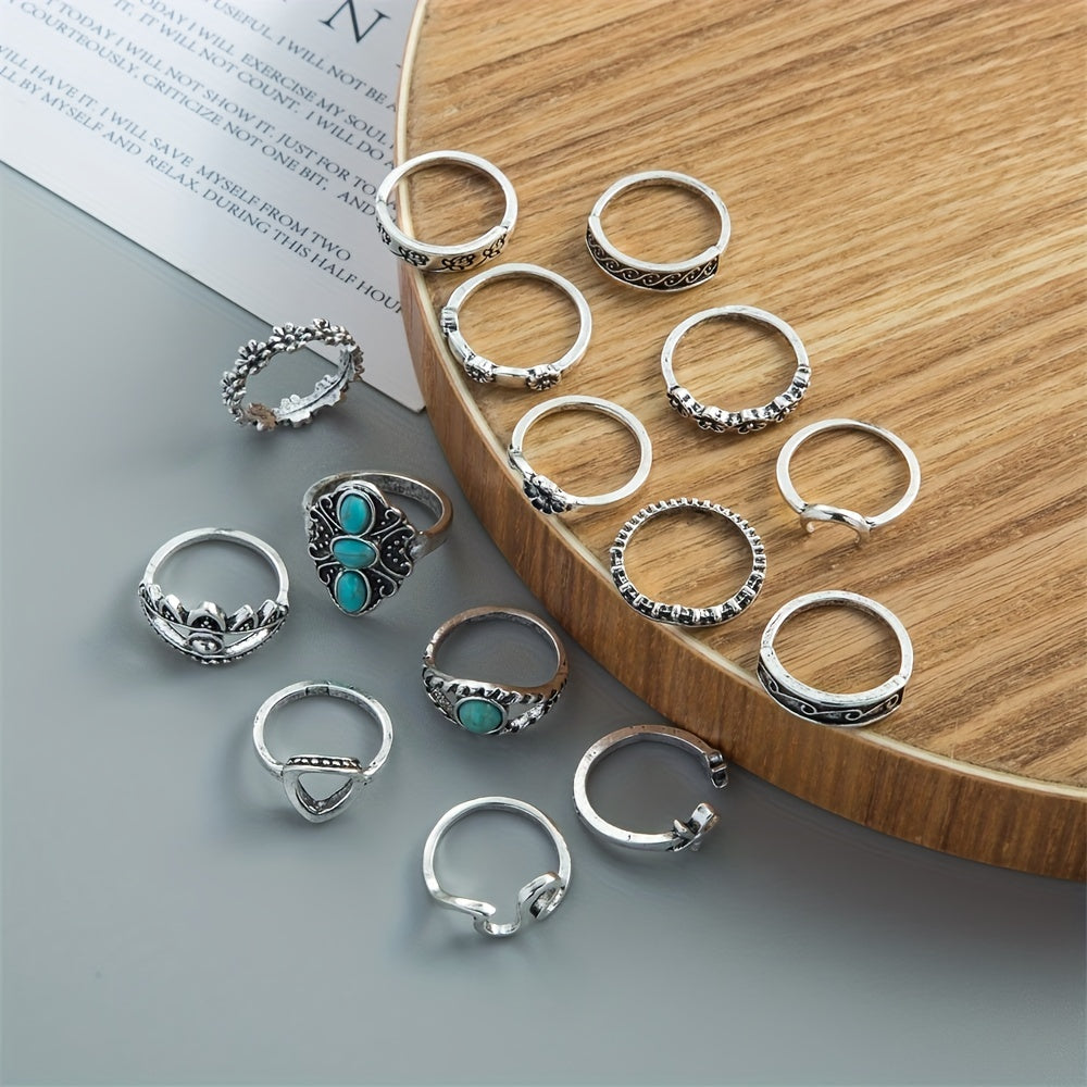 Vintage Bohemian Finger Ring Set Versatile Stackable Finger Ring Jewelry For Women