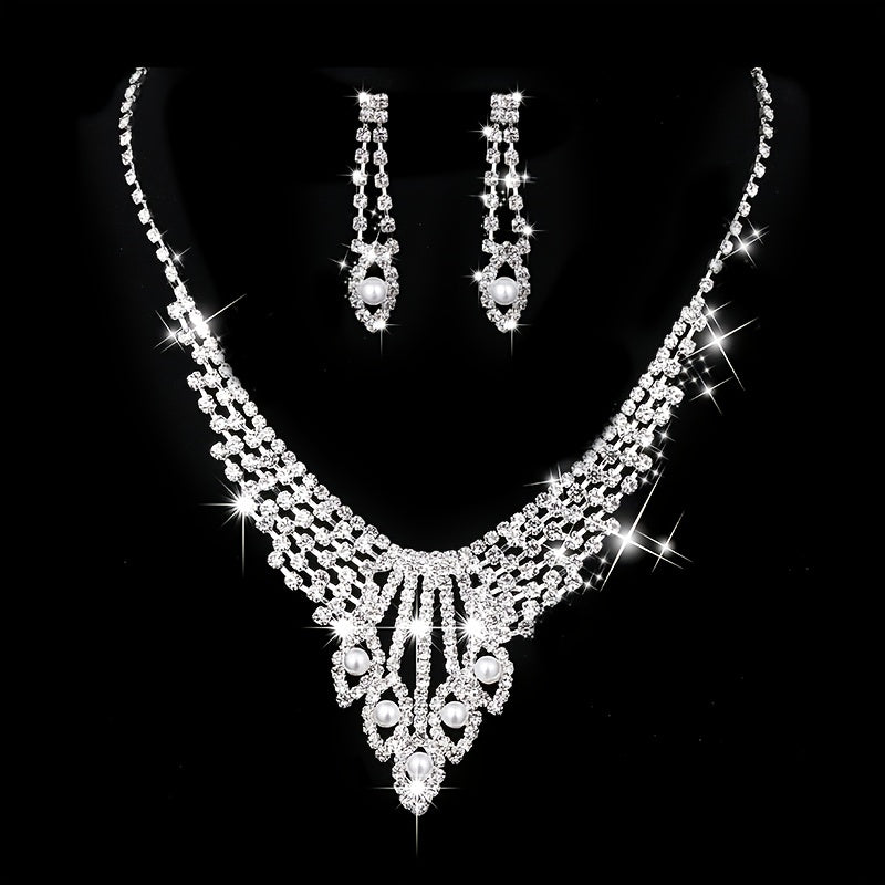 Wedding Dress Shooting Party Jewelry Set Bridesmaid Crystal Jewelry For Women And Girls (Set Of 3)
