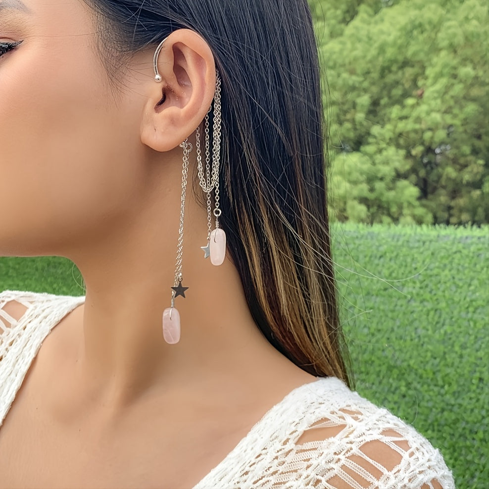 Glamorous Star-Shaped Crystal Tassel Earrings - Add Sparkle to Any Outfit!