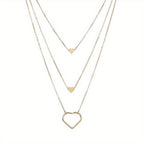 Stylish Alloy Heart Pendant Multilayer Stacking Ladies Necklace Jewelry Gift