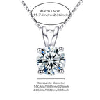 Luxury Moissanite Pendant Necklace - 925 Sterling Silver, 1-2CT, Classic 4 Claw Design, Perfect for Weddings and Engagements, Ideal Gift for Women and Girls