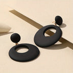 Hollow Circle Design Macaroon Color Dangle Earrings Cute Minimalist Style Acrylic Jewelry Delicate Female Gift