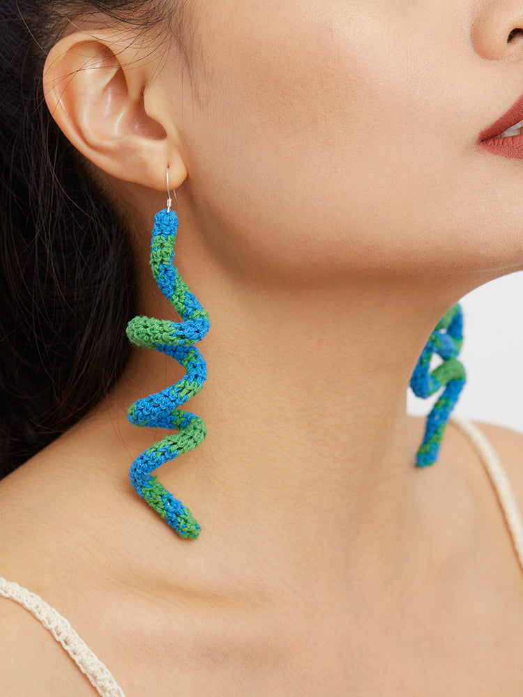 LB Irregular Blue Green Unique Earrings LOJL14