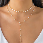Vintage-Inspired Y-Shape Necklace with Crystal Beads - A Stunning Statement Collar for Bikinis!