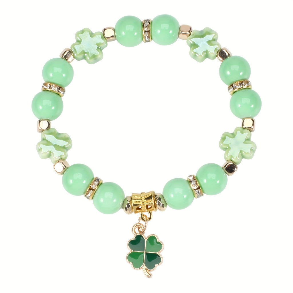 Add a Touch of Luck to Your St. Patrick's Day Look with Our Four Leaf Clover Bracelet for Women
