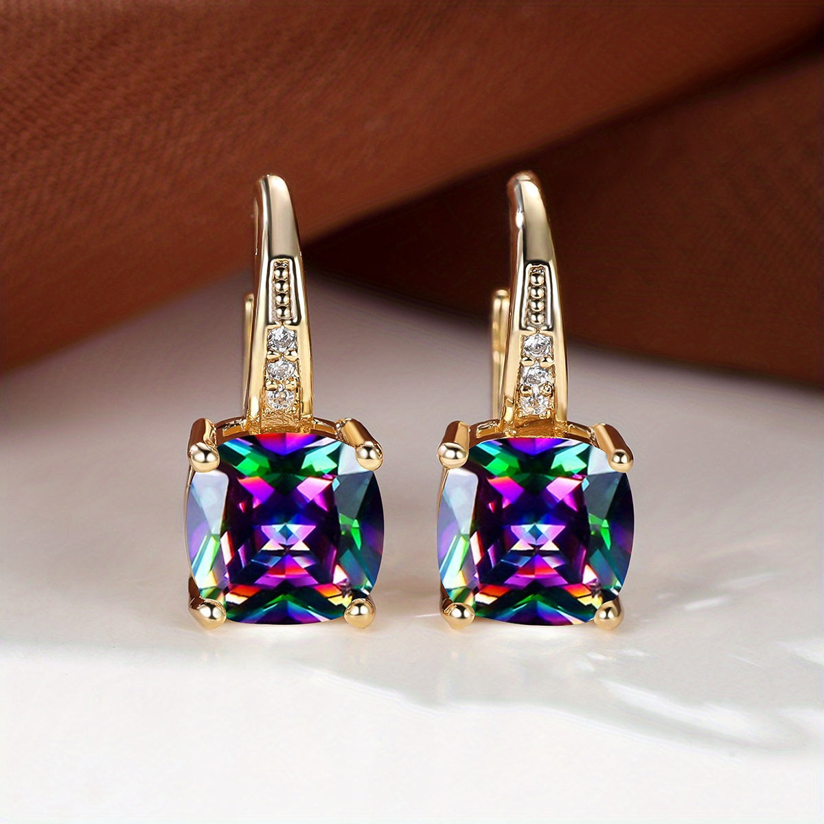 Add a Pop of Color to Your Look with Rainbow Zircon Hoop Earrings