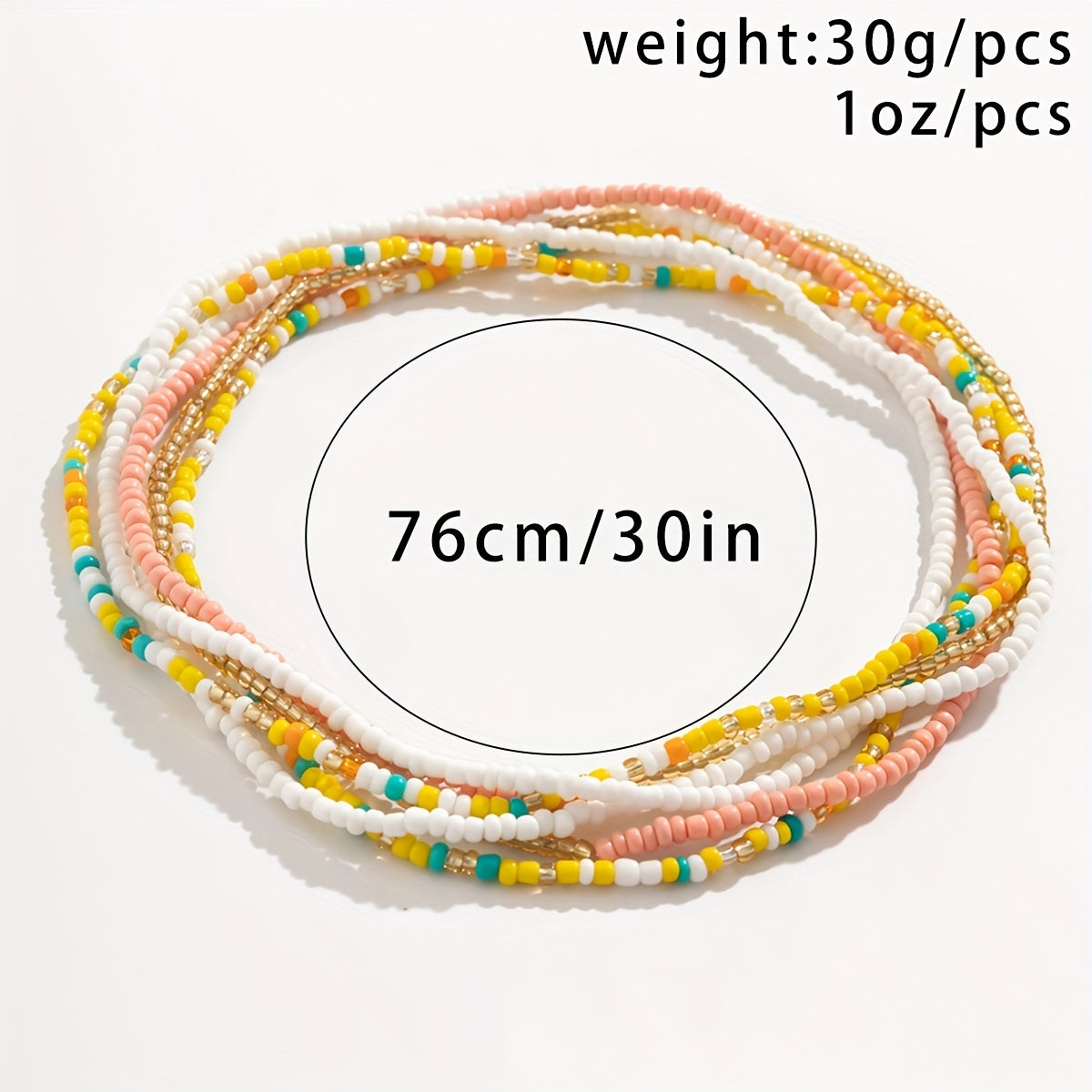 3pcs Beaded Waist Chain With Colorful Mini Rice Beads Boho Style Body Chain Jewelry Accessories