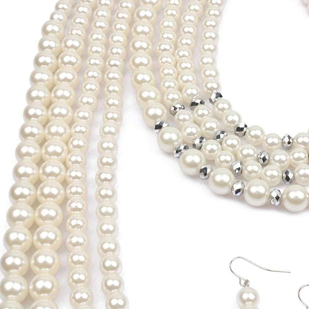3pcs Earrings Plus Necklace Boho Style Jewelry Set Made Of Milky Stones Match Daily Outfits Dainty Party Accessories