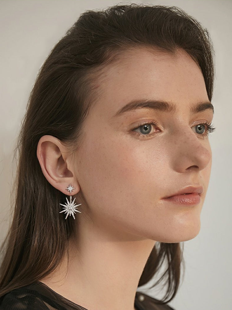 FN 925 Silver Needle Five-Pointed Star Earrings Ear Clips LOJS129