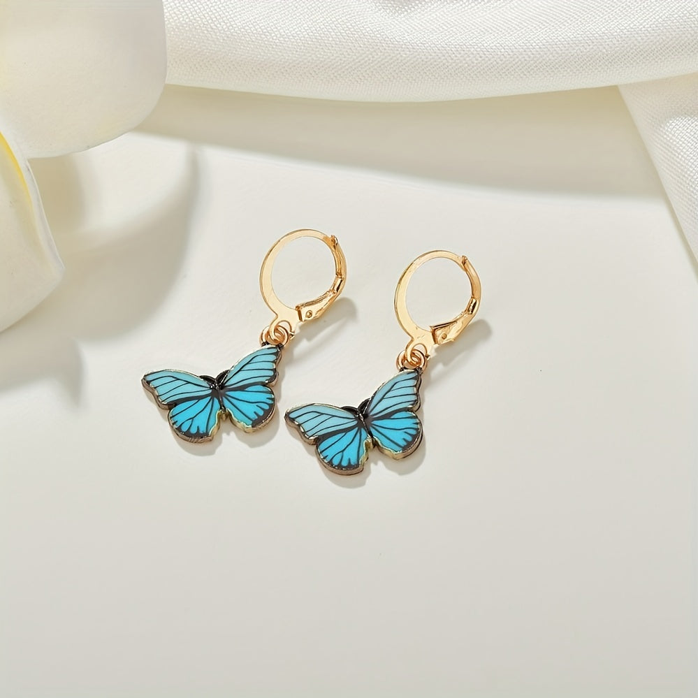 Add a Pop of Color to Your Look with These Cute Colorful Butterfly Drop Dangle Earrings - Perfect Gift for Women and Girls!