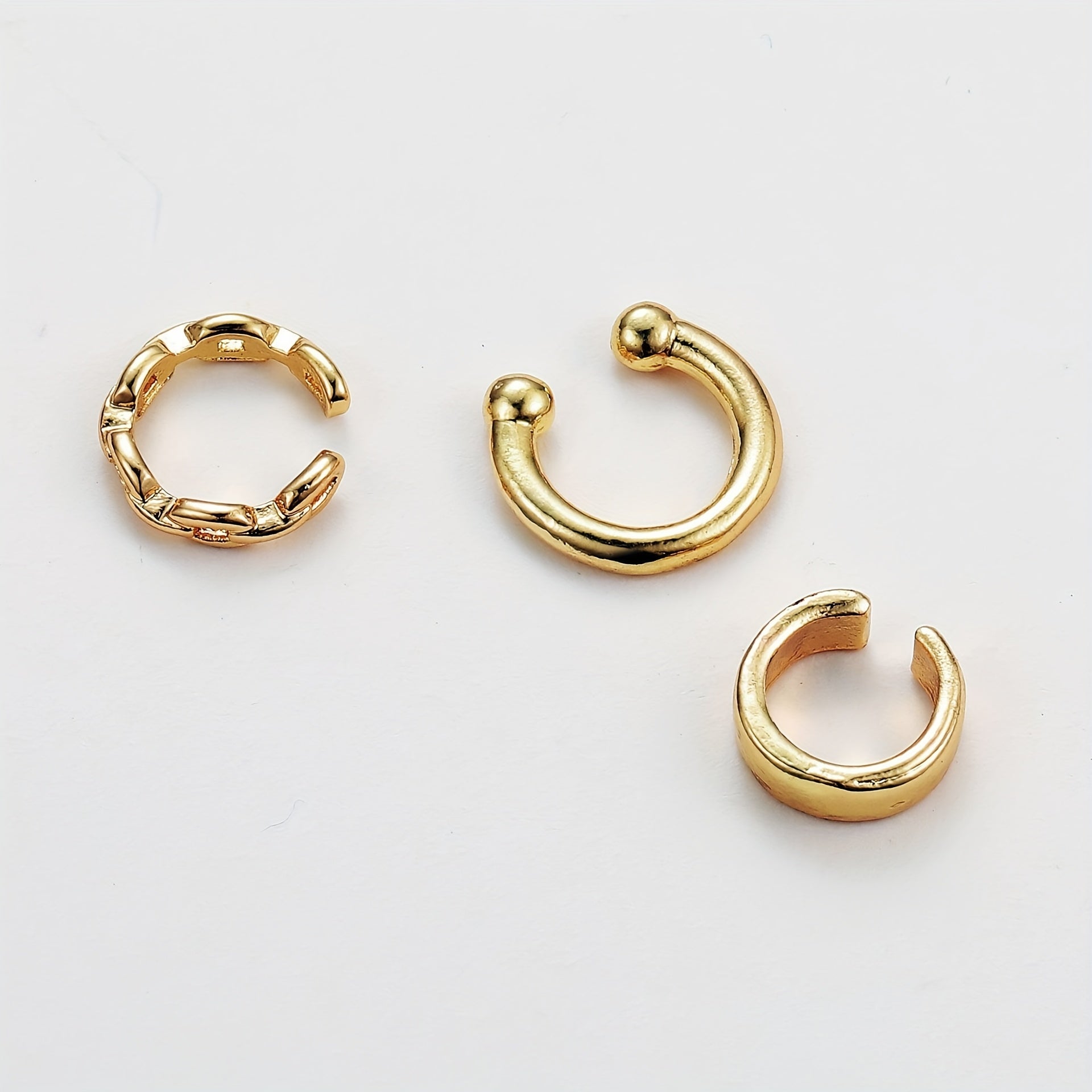 3 Pieces Golden Ear Cuff Retro Bohemian Style Zinc Alloy Jewelry Delicate Female Gift Daily Casual