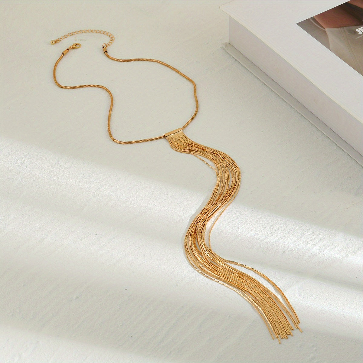 Gorgeous Vintage Snake Bone Golden Chain Long Tassel Clavicle Necklace - Sexy & Stylish!