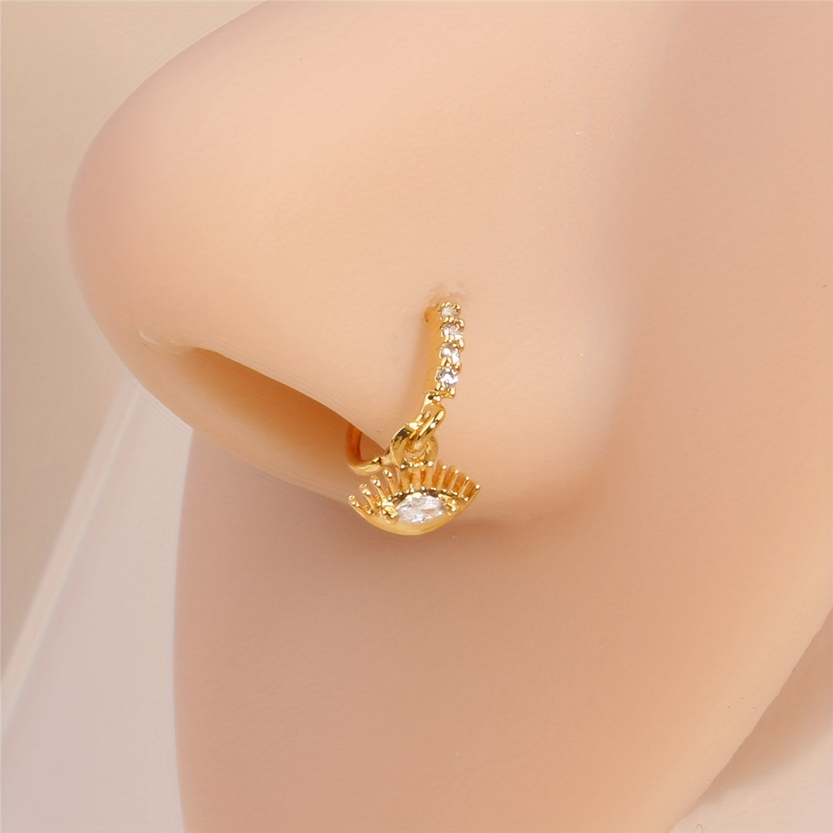 Devil's Eye Shape Pendant Nose Ring 18k Plated Gold Cartilage Earring Dangling Nose Piercing Jewelry For Women And Girls