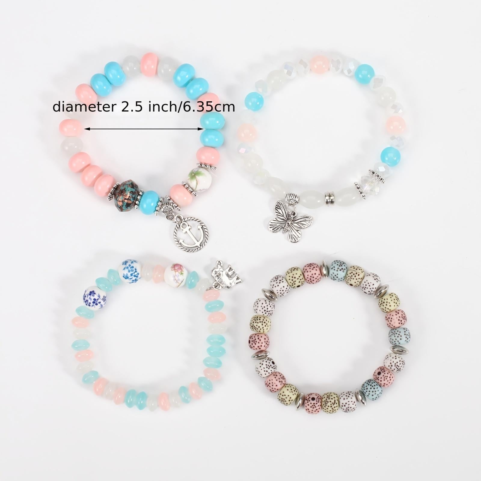 Bohemian Layered Beaded Bracelet with Elephant, Anchor, and Butterfly Pendants